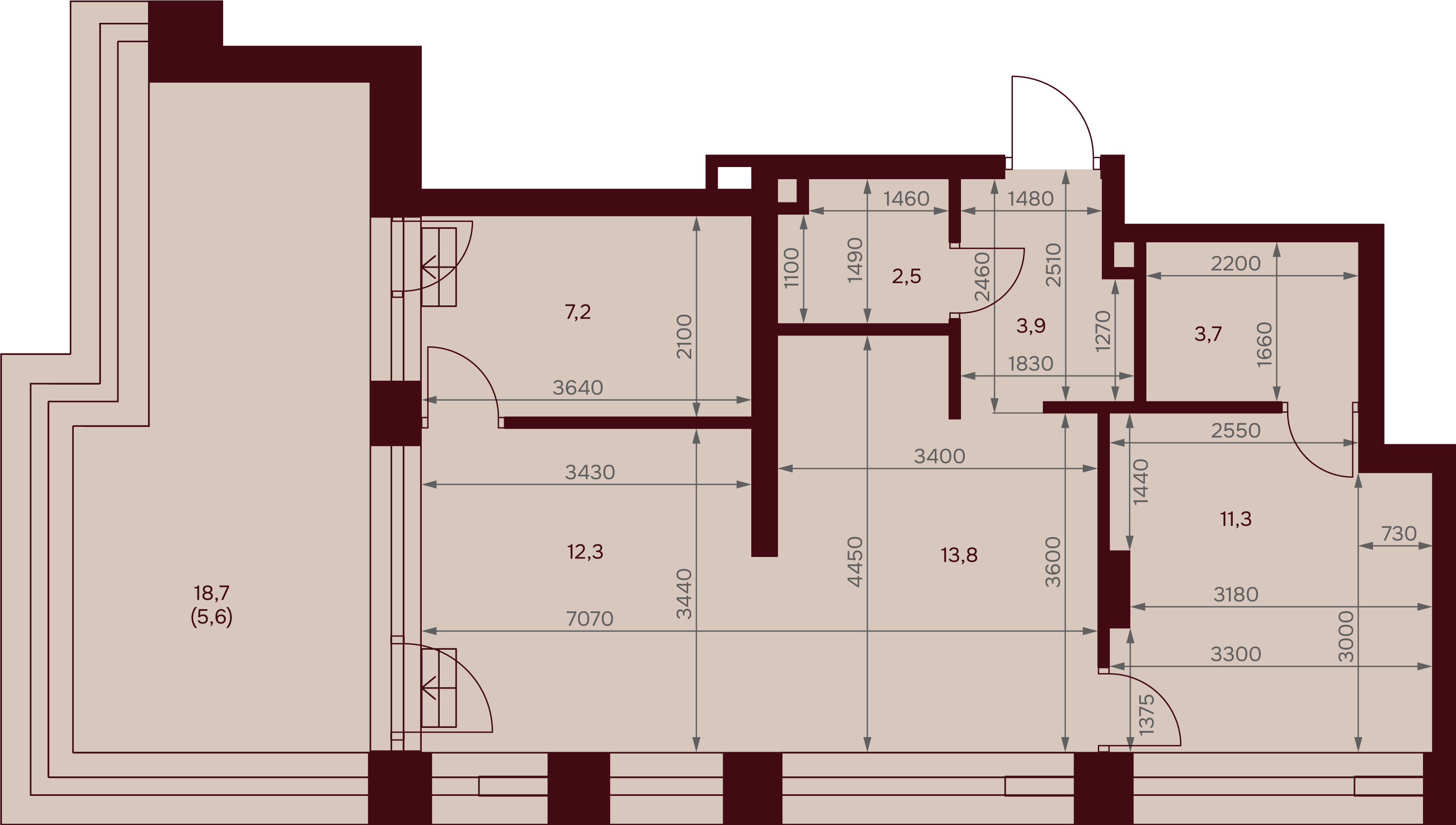 1-комнатная 57 м2 в ЖК Дом 7. Даниловский корпус null этаж 14