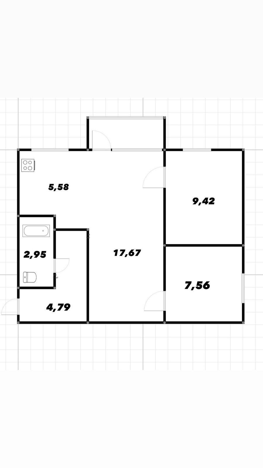 3-комнатная 48 м2 в ЖК undefined корпус null этаж 1