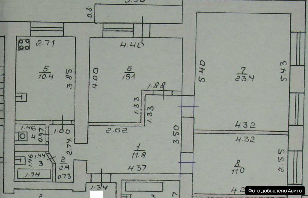 3-комнатная 77.9 м2 в ЖК undefined корпус null этаж 7