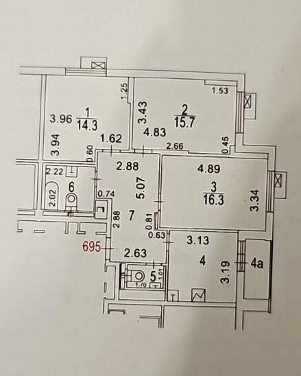 3-комнатная 75.7 м2 в ЖК undefined корпус null этаж 10