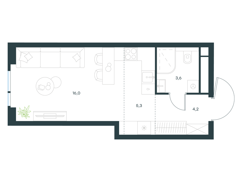 Студия 29 м2 в ЖК Level Войковская корпус null этаж 15