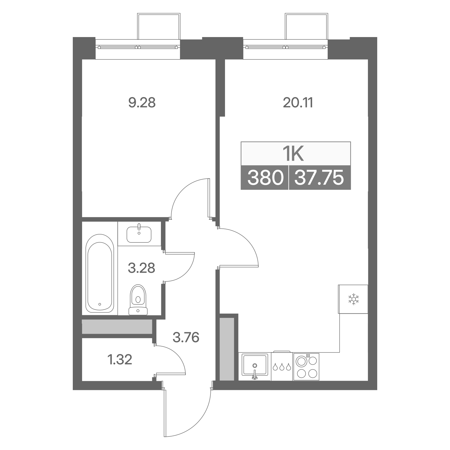 1-комнатная 37 м2 в ЖК Новая Жизнь - Львовская корпус null этаж 10
