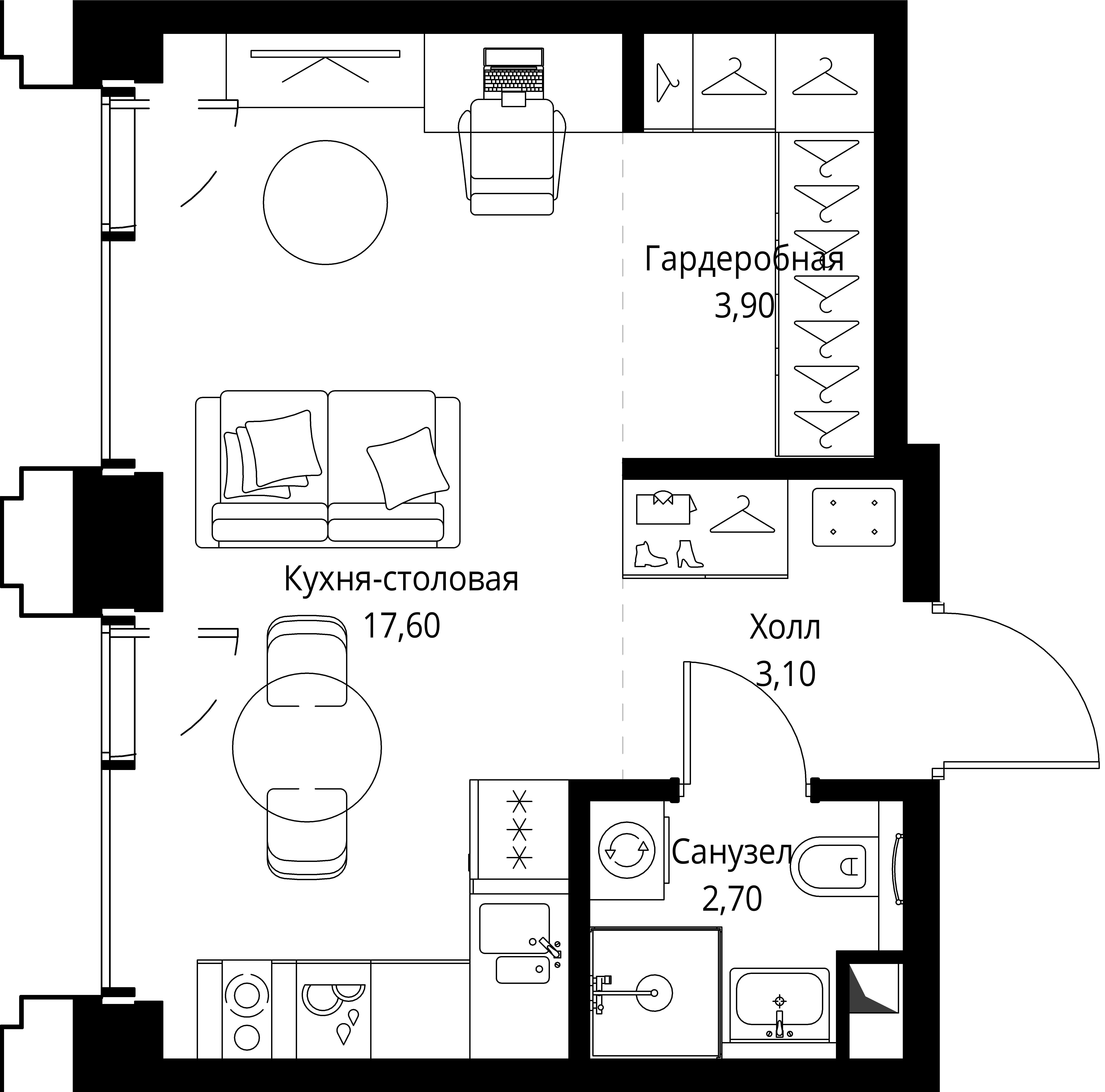 Студия 27 м2 в ЖК SET корпус null этаж 11