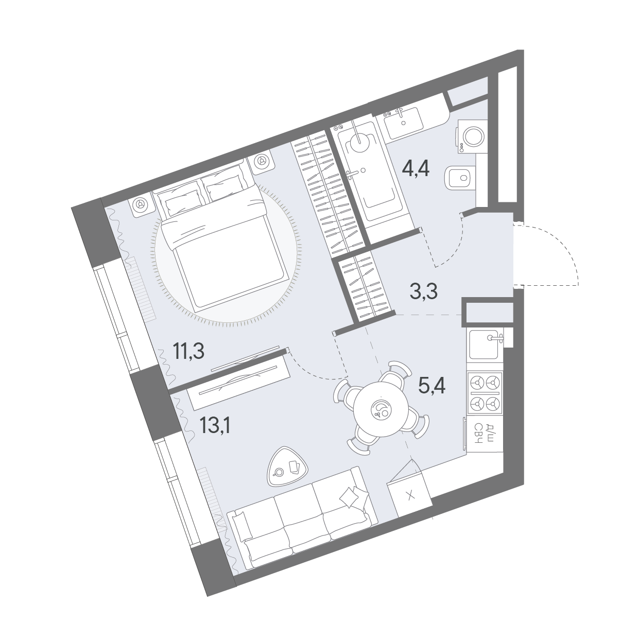 1-комнатная 37 м2 в ЖК Родина Переделкино корпус null этаж 4