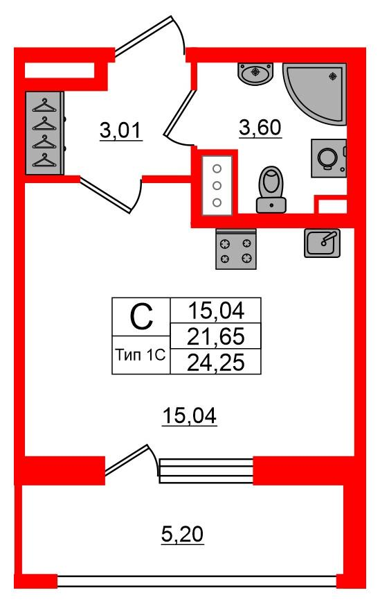 Студия 21 м2 в ЖК Setl Ривьера корпус null этаж 12