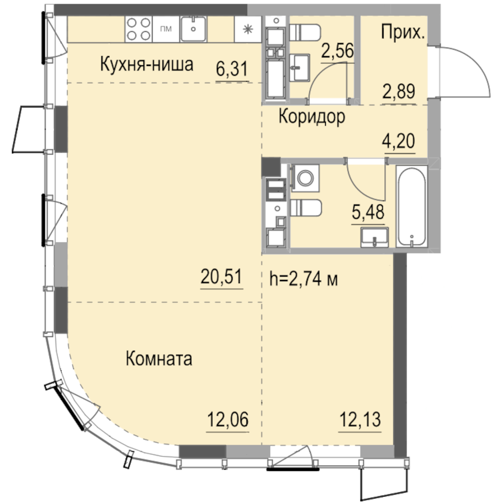 Студия 68 м2 в ЖК Республика корпус null этаж 10