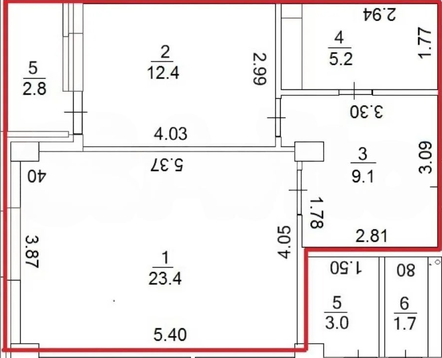 1-комнатная 50 м2 в ЖК undefined корпус null этаж 6
