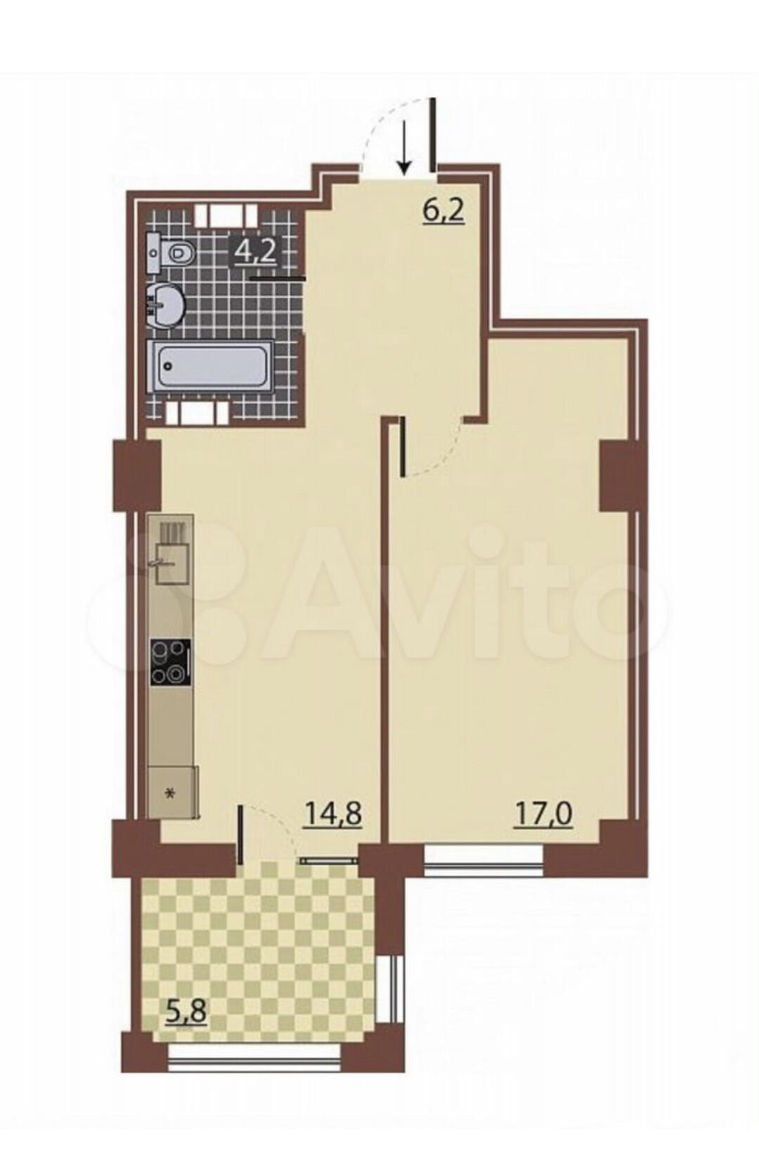 1-комнатная 45.1 м2 в ЖК undefined корпус null этаж 14