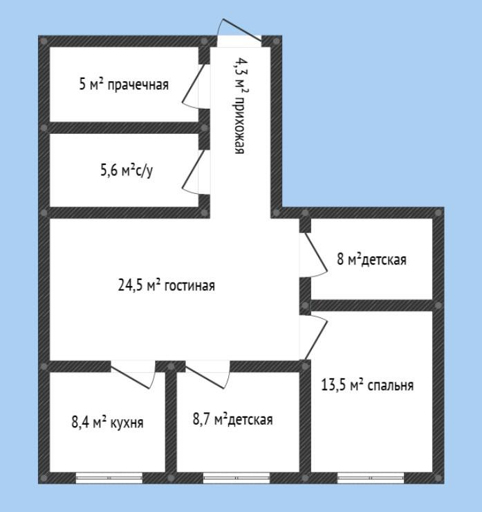 4-комнатная 78 м2 в ЖК undefined корпус null этаж 3