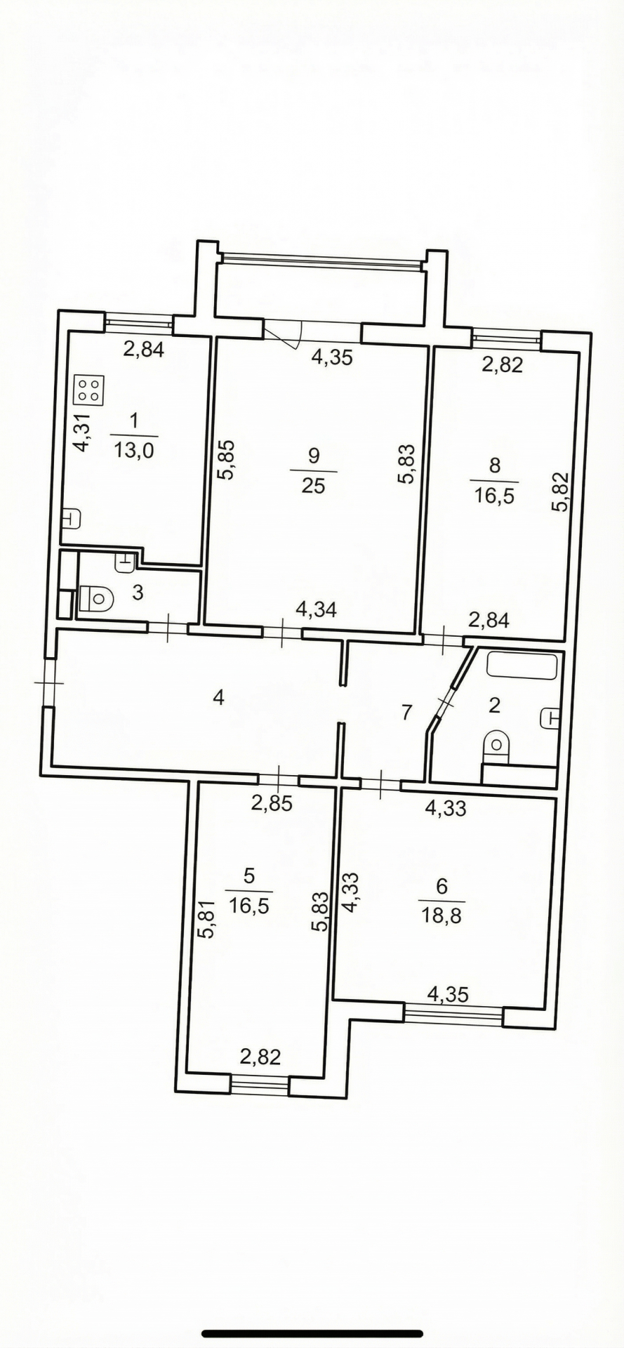 4-комнатная 123.6 м2 в ЖК undefined корпус null этаж 9