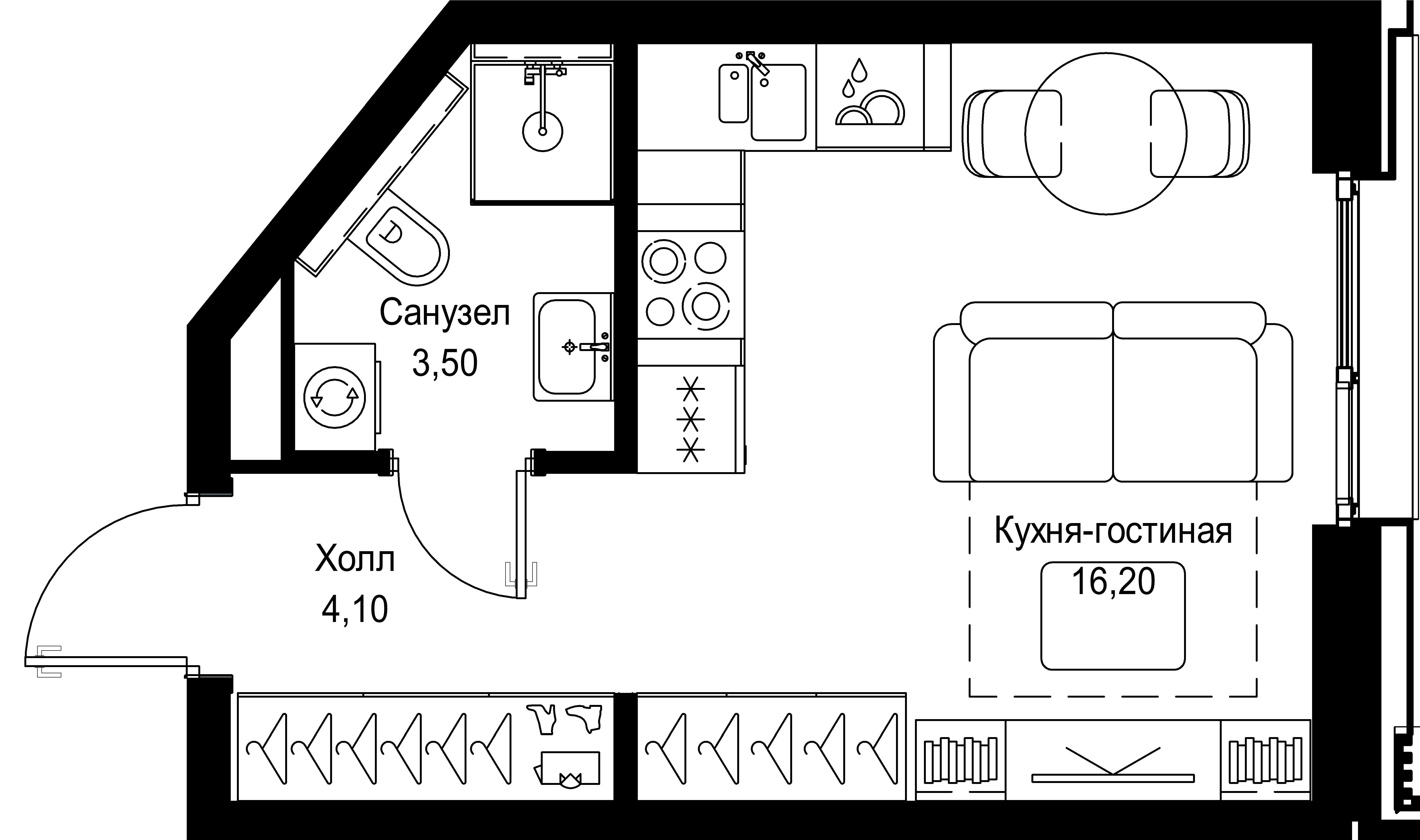 Студия 23 м2 в ЖК Cityzen корпус null этаж 3