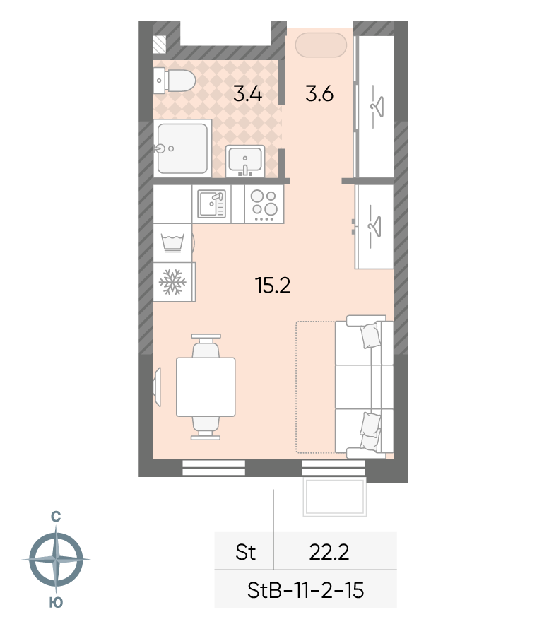 Студия 22 м2 в ЖК ЛУЧИ корпус null этаж 7