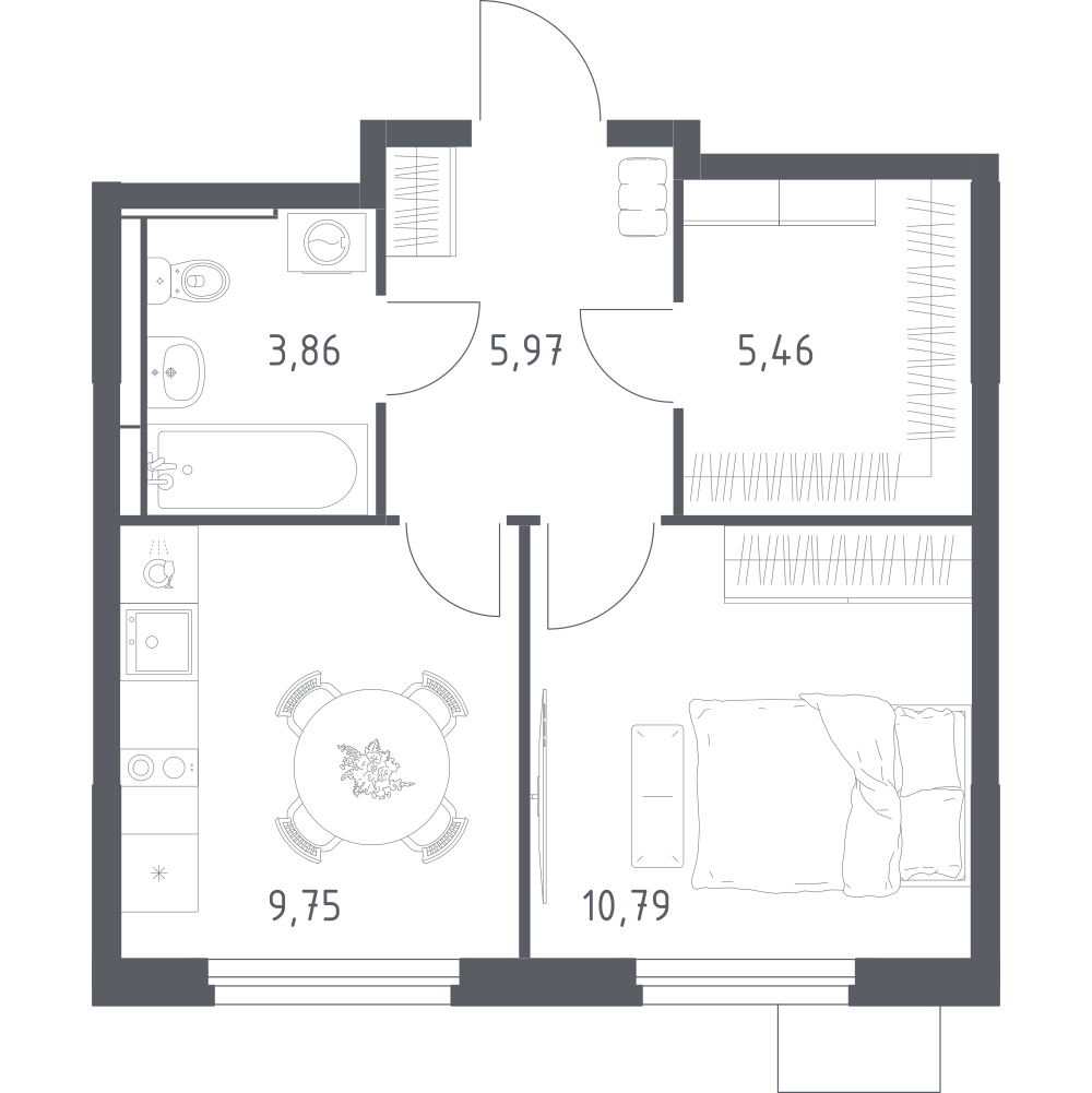 1-комнатная 35 м2 в ЖК Мытищи Парк корпус null этаж 5