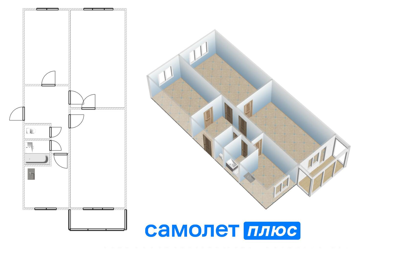 3-комнатная 61.9 м2 в ЖК undefined корпус null этаж 5