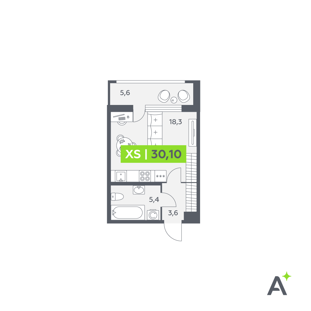 Студия 30 м2 в ЖК Аквилон Ливз корпус null этаж 2