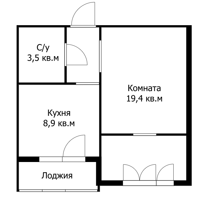1-комнатная 34.4 м2 в ЖК undefined корпус null этаж 10