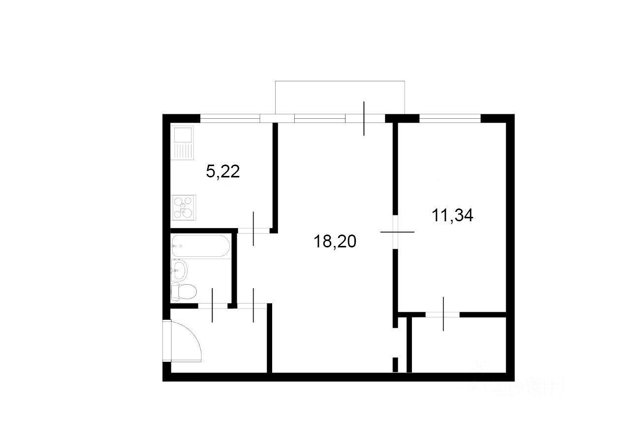 2-комнатная 45.1 м2 в ЖК undefined корпус null этаж 3