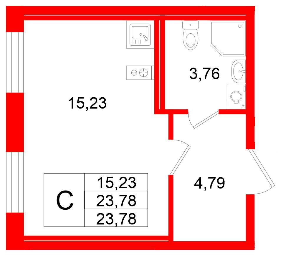 Студия 23 м2 в ЖК Квартал Заречье корпус null этаж 1