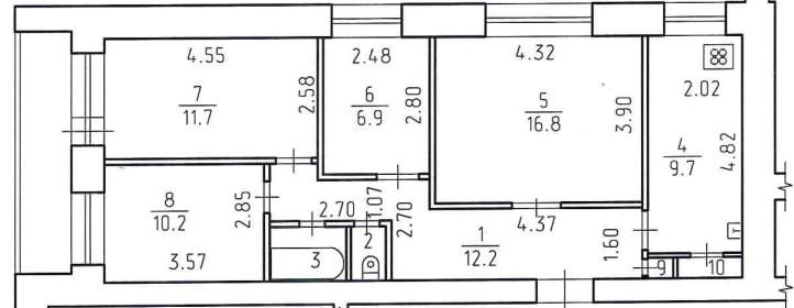 4-комнатная 72.4 м2 в ЖК undefined корпус null этаж 6