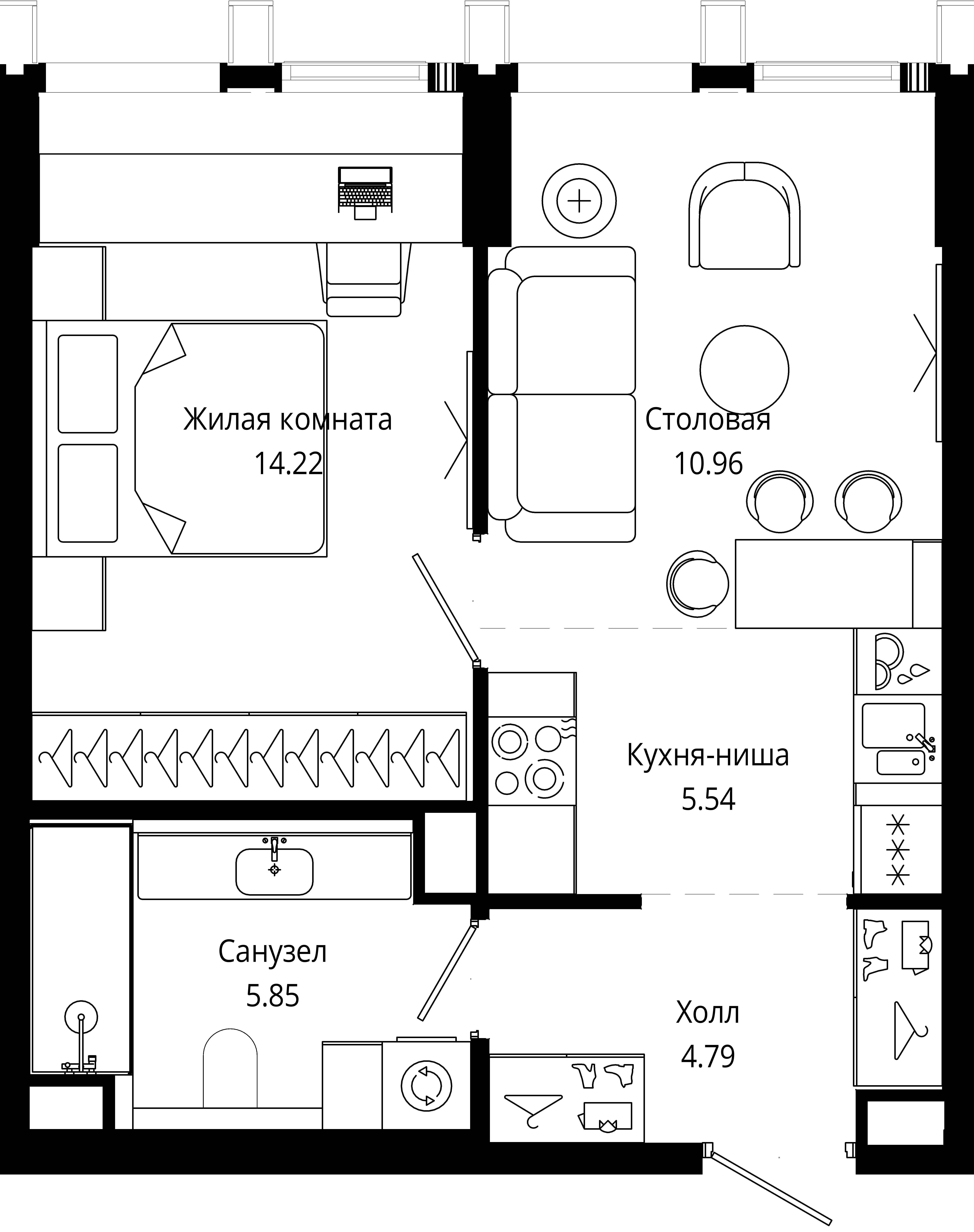 1-комнатная 41 м2 в ЖК МОД корпус null этаж 18