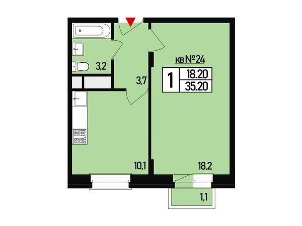 1-комнатная 35 м2 в ЖК Борисоглебское корпус null этаж 3