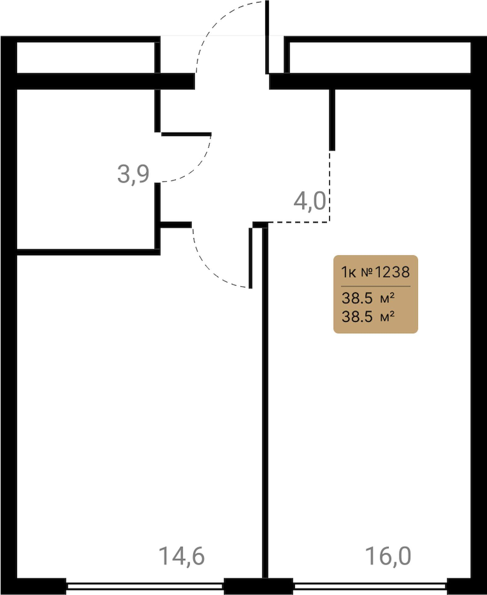 1-комнатная 38 м2 в ЖК Лесная коллекция корпус null этаж 13