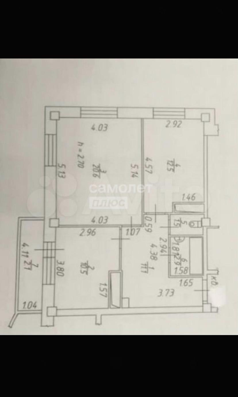 2-комнатная 58.6 м2 в ЖК undefined корпус null этаж 17