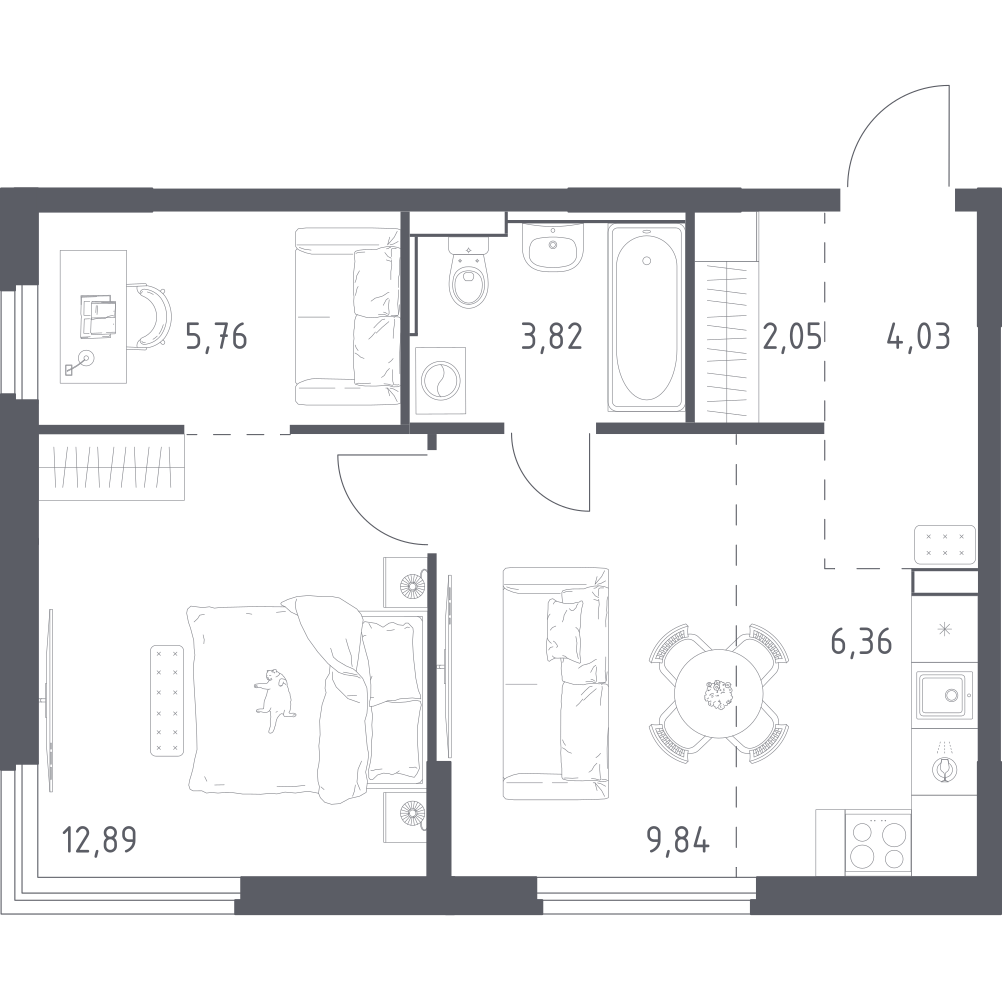 Студия 44 м2 в ЖК Донские Легенды корпус null этаж 15