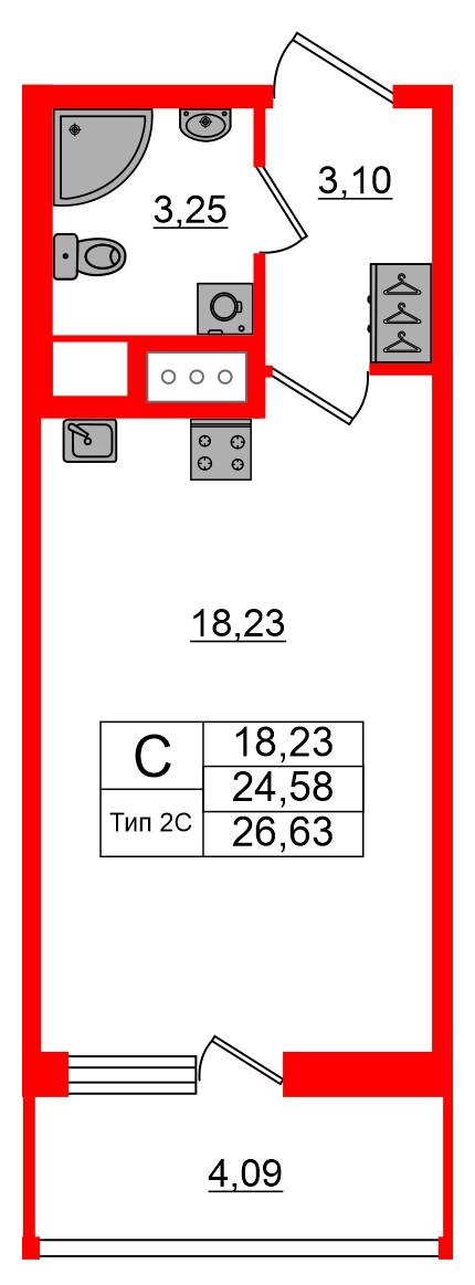 Студия 24 м2 в ЖК Setl Ривьера корпус null этаж 12