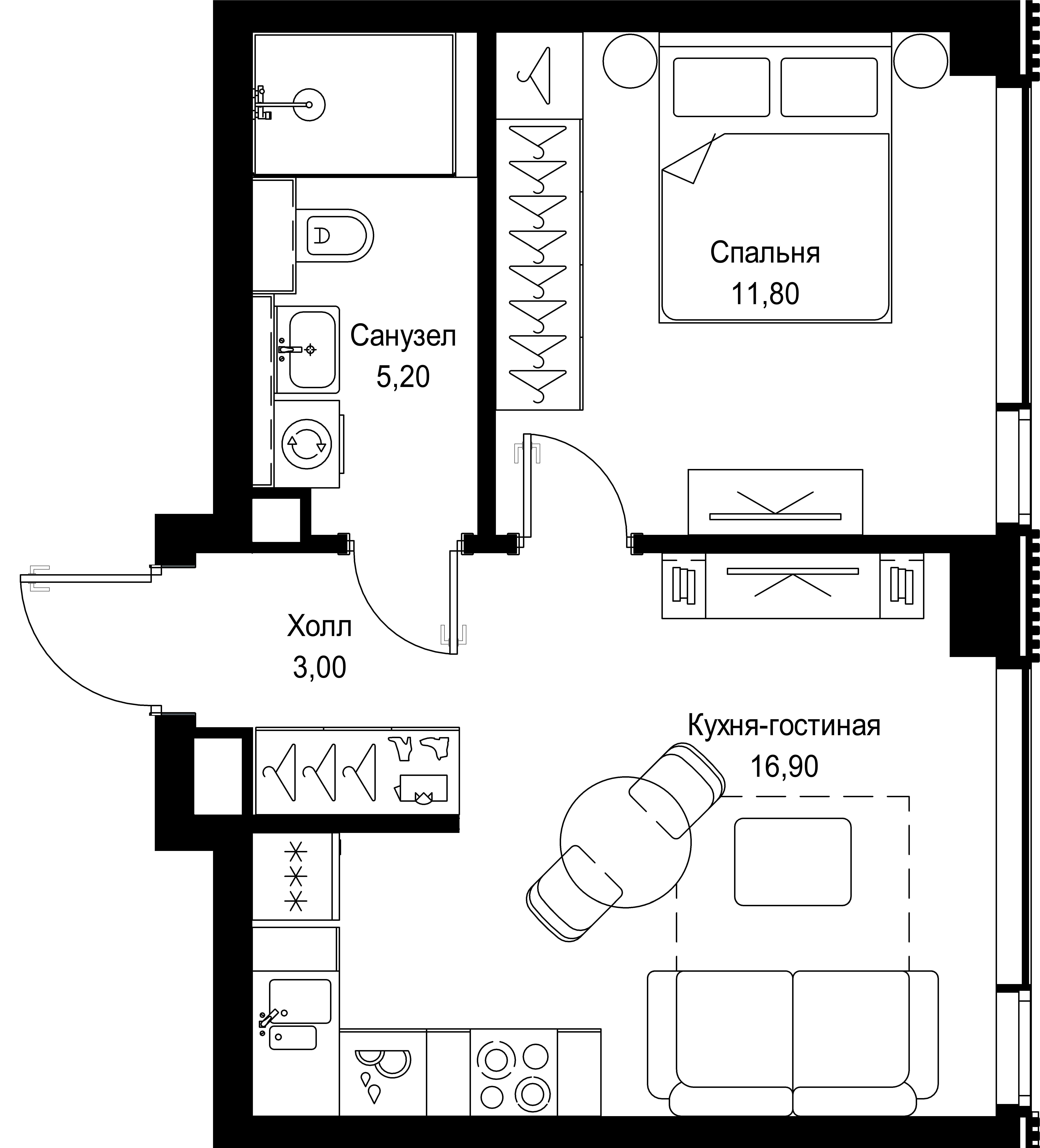 1-комнатная 33 м2 в ЖК СИТИДЗЕН корпус null этаж 5