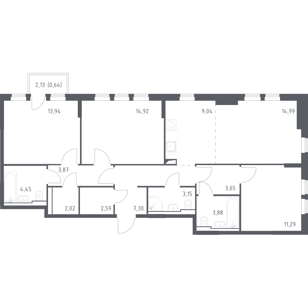 Студия 94 м2 в ЖК Остафьево корпус null этаж 6