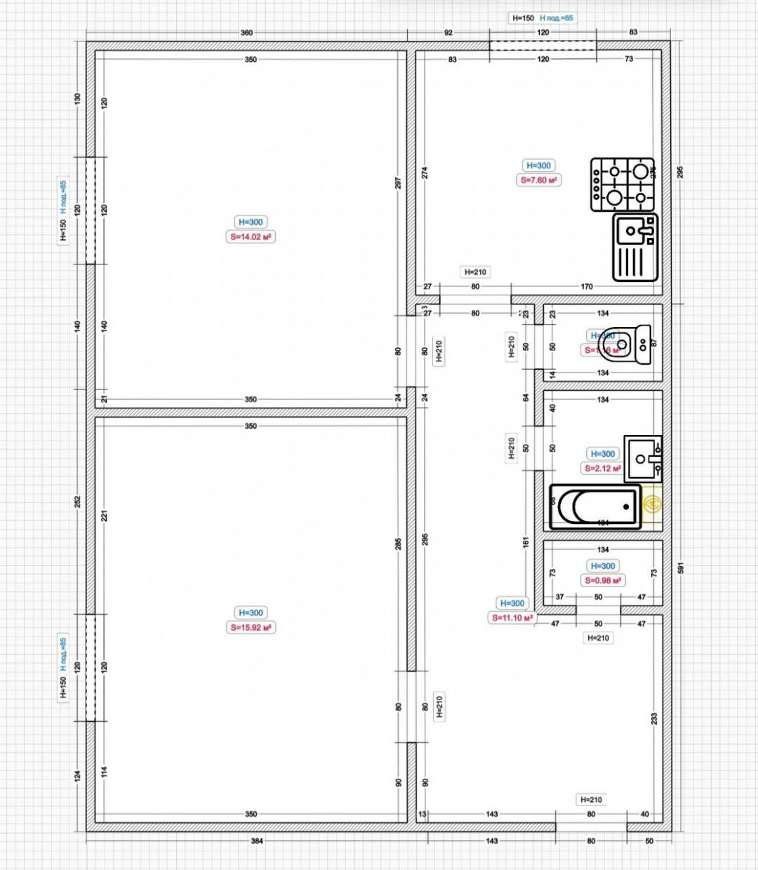2-комнатная 51.7 м2 в ЖК undefined корпус null этаж 4