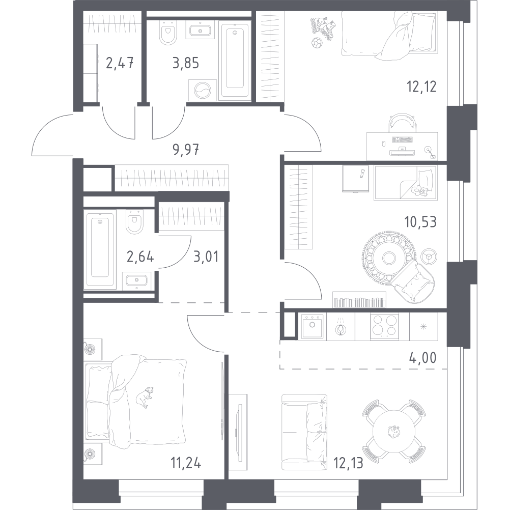 Студия 71 м2 в ЖК Верейская 41 корпус null этаж 6