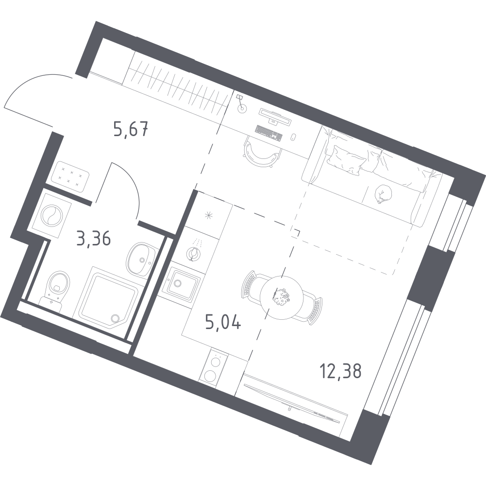 Студия 26 м2 в ЖК Квартал Западный корпус null этаж 3