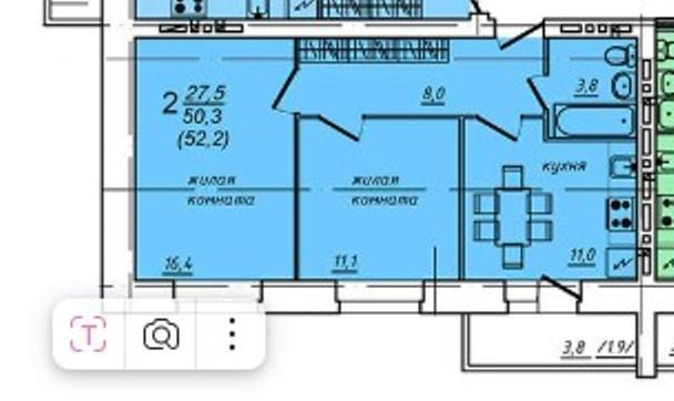 2-комнатная 52.2 м2 в ЖК undefined корпус null этаж 10