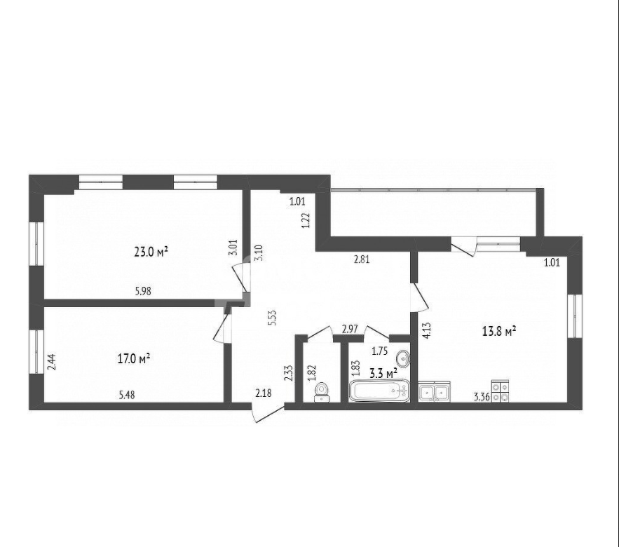 2-комнатная 65.7 м2 в ЖК undefined корпус null этаж 11