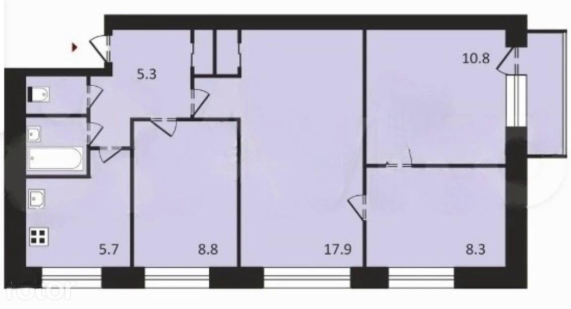 4-комнатная 60.8 м2 в ЖК undefined корпус null этаж 2