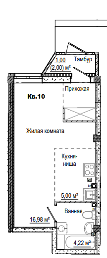 1-комнатная 30 м2 в ЖК Лесная сказка корпус null этаж 1