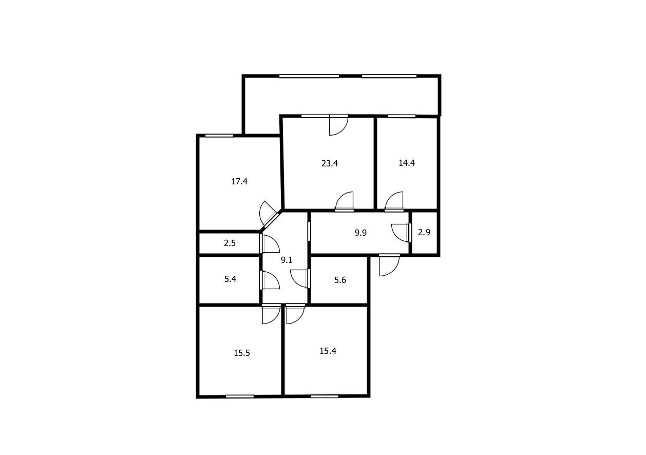 4-комнатная 121.5 м2 в ЖК undefined корпус null этаж 3