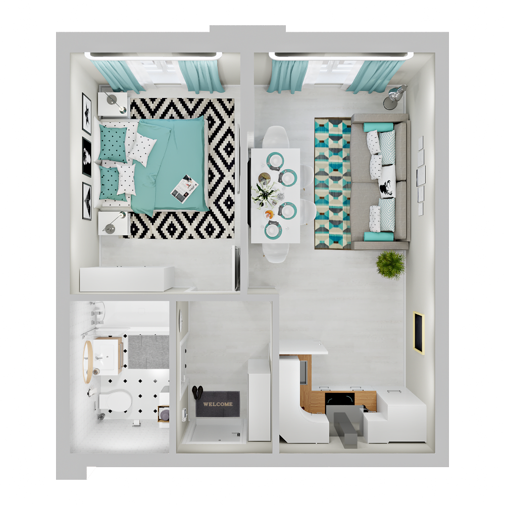 1-комнатная 37 м2 в ЖК Зеленая территория корпус null этаж 4