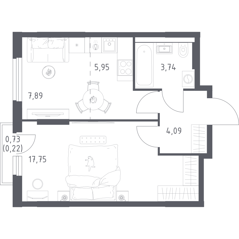 Студия 39 м2 в ЖК Урбан Тау корпус null этаж 6