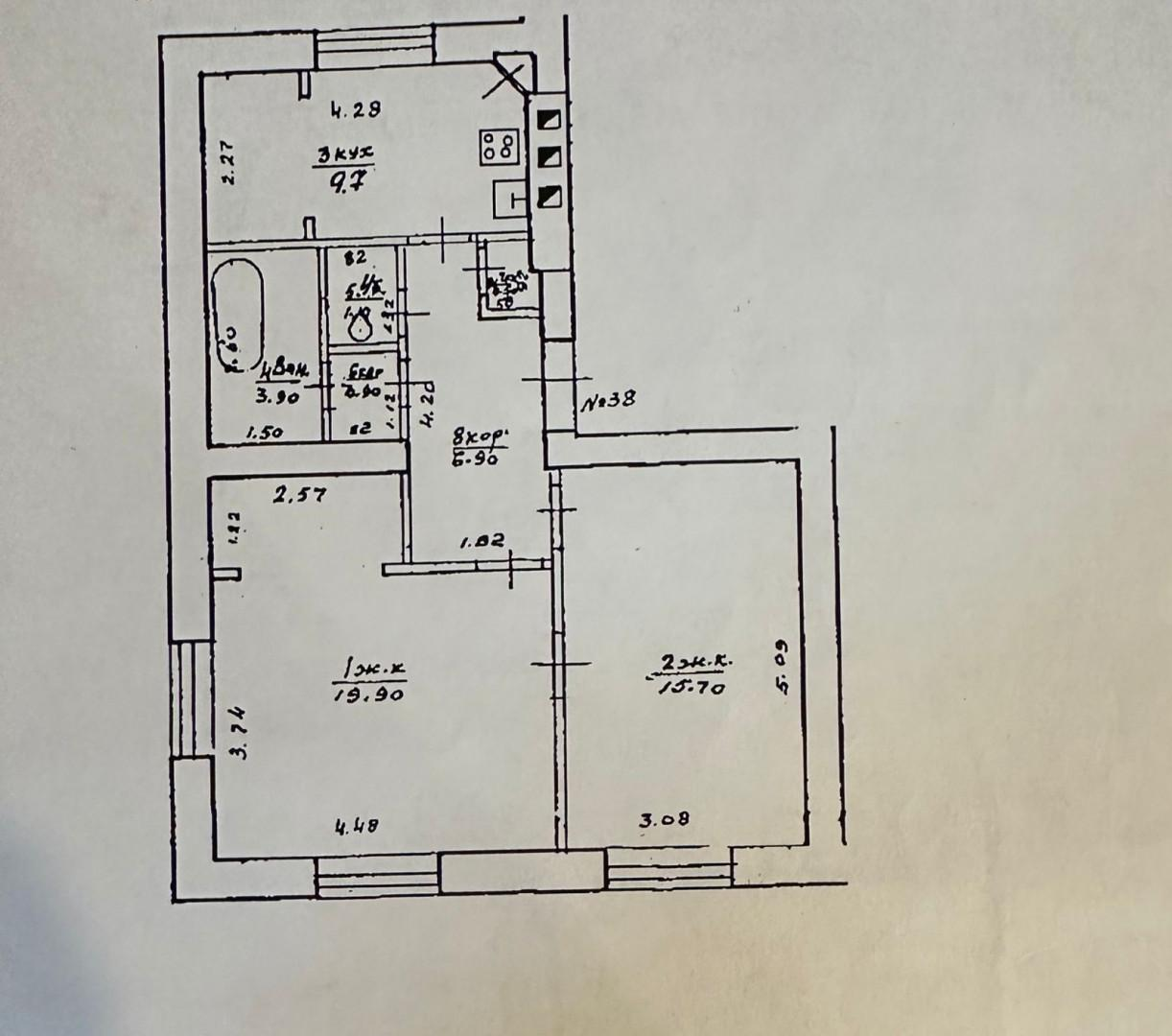 2-комнатная 58 м2 в ЖК undefined корпус null этаж 3