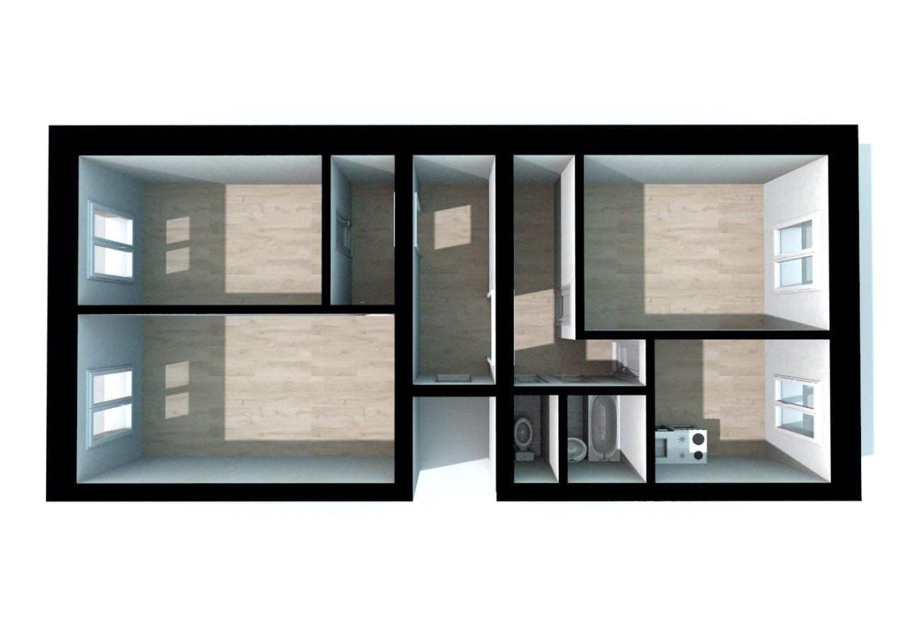 3-комнатная 70.5 м2 в ЖК undefined корпус null этаж 2