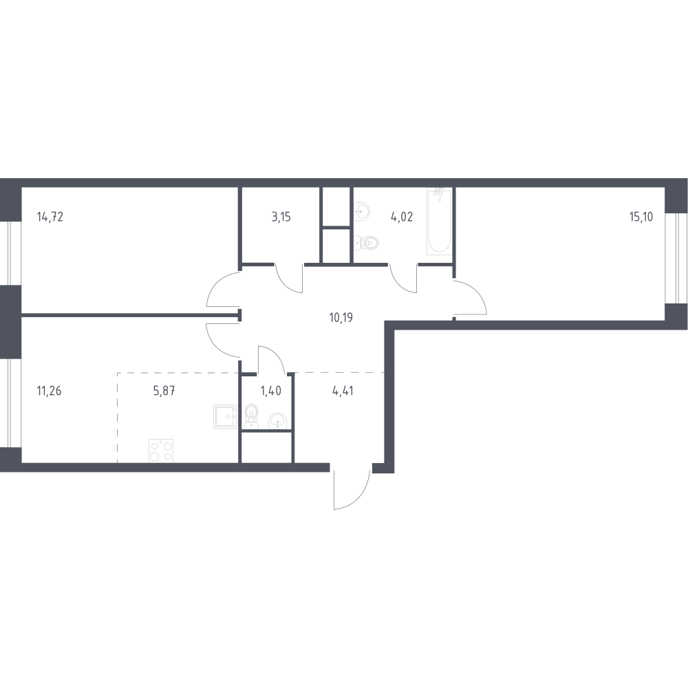 Студия 71 м2 в ЖК Новоград Павлино корпус null этаж 8
