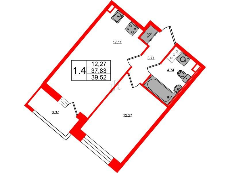 1-комнатная 37 м2 в ЖК Pulse Premier корпус null этаж 6
