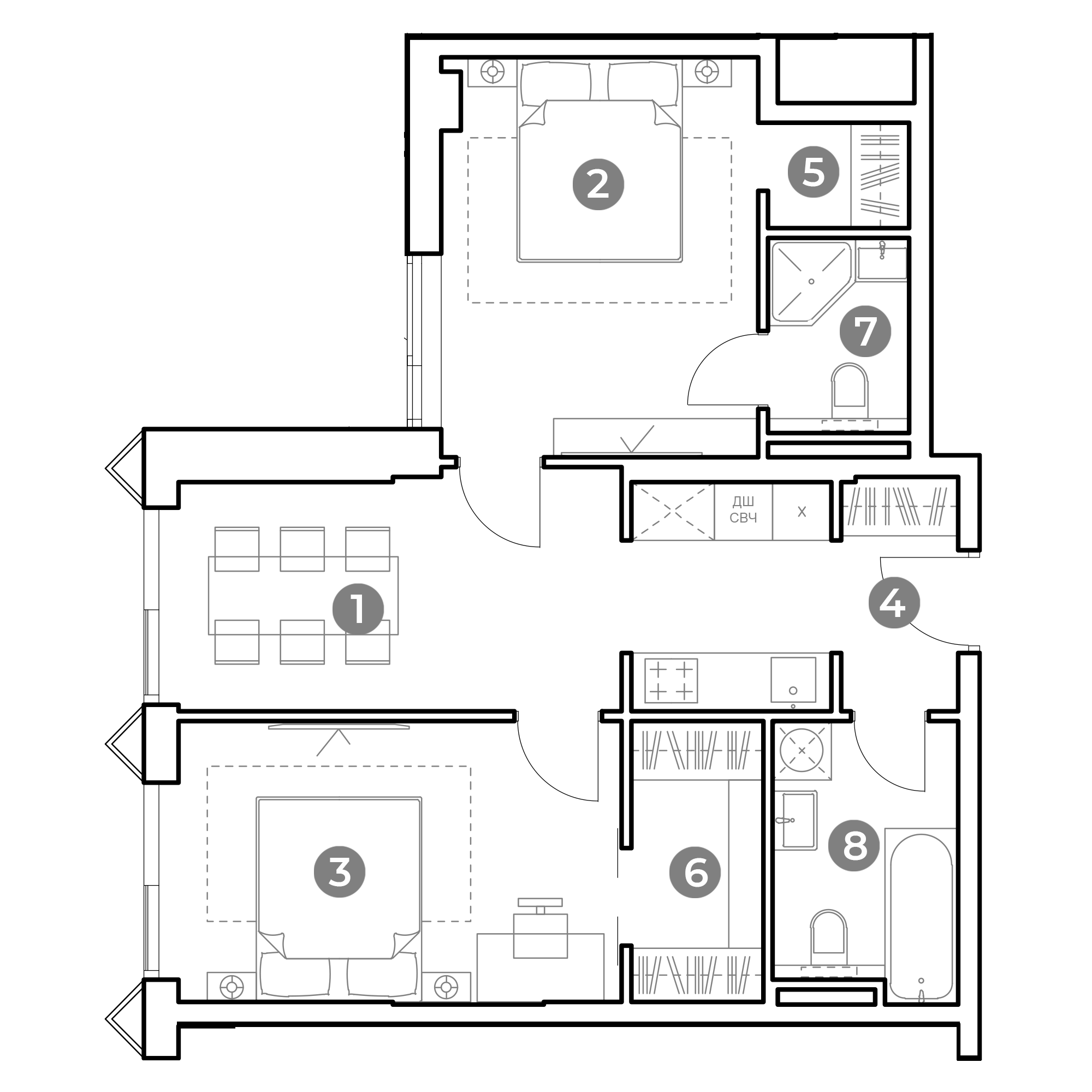 3-комнатная 60 м2 в ЖК Nametkin Tower корпус null этаж 4