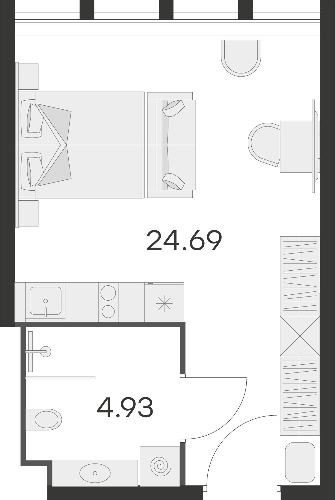 Студия 29 м2 в ЖК Апарт–отель GloraX Заневский корпус null этаж 9