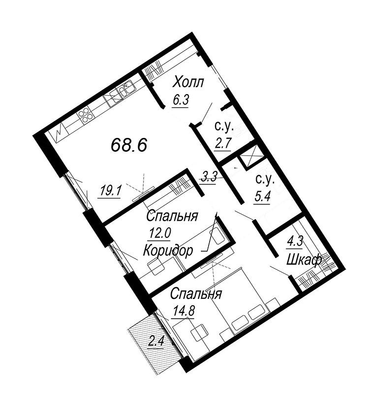 Студия 68 м2 в ЖК Meltzer Hall корпус null этаж 6