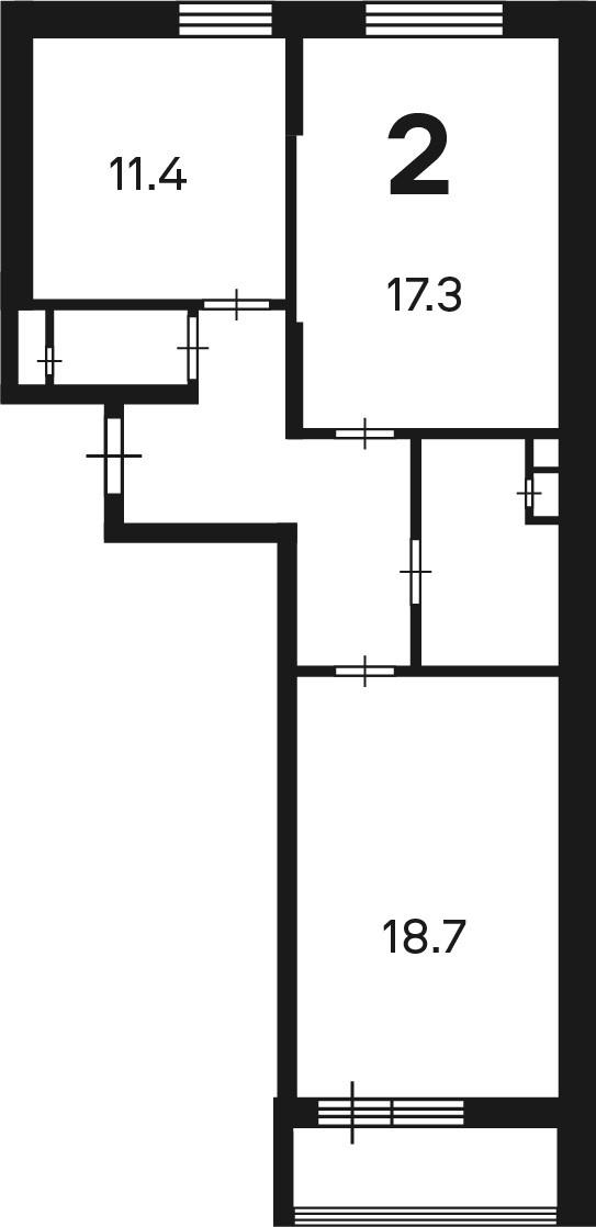 2-комнатная 63.3 м2 в ЖК undefined корпус null этаж 2