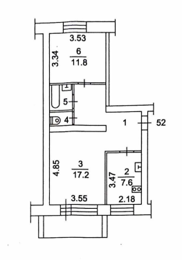 2-комнатная 52 м2 в ЖК undefined корпус null этаж 5